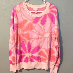 AnyBody Pink & Coral Floral Crewneck Sweater